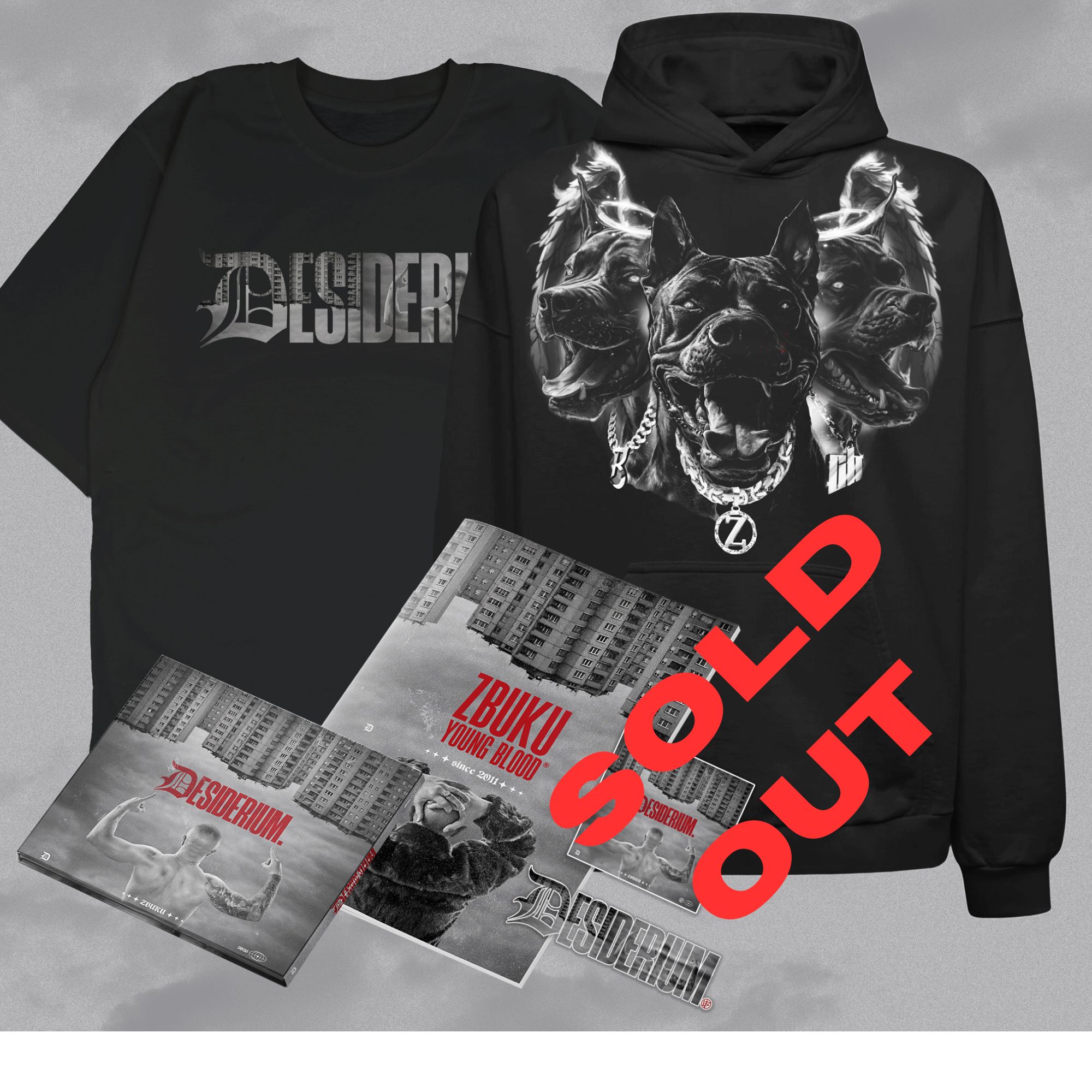 ZBUKU DESIDERIUM – Zestaw Deluxe: CD z autografem + album + wlepki + T-shirt + Bluza